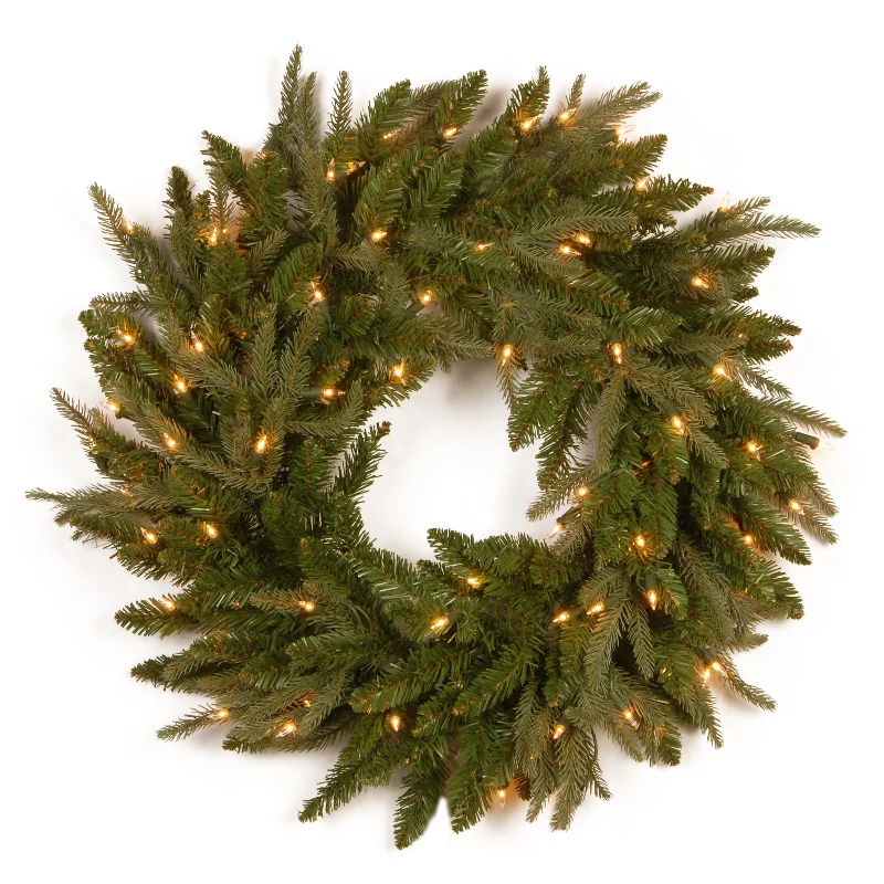 24 in. Pre-Lit Fraser Grande Wreath with Clear Lights