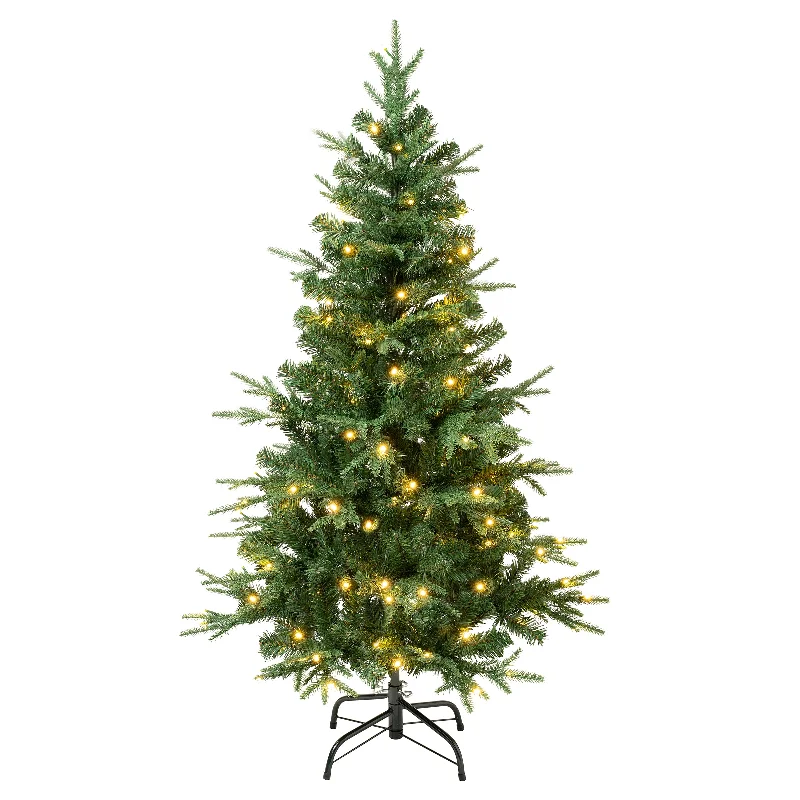 4.5 ft. Pre-Lit Duxbury Light Green Tree with Warm White LED Lights