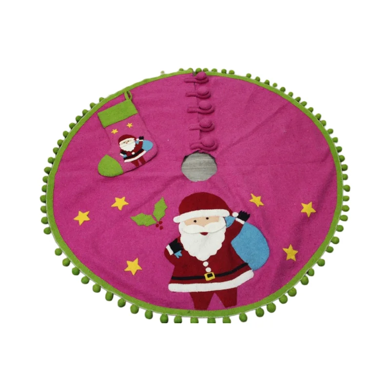 Handmade Santa Pom Tree Skirt, 55"