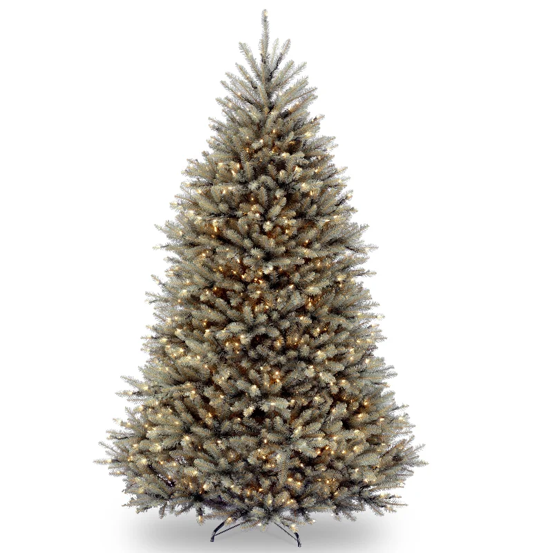 7.5 ft. Pre-Lit Dunhill Fir Snowy Blue Tree with Clear Lights