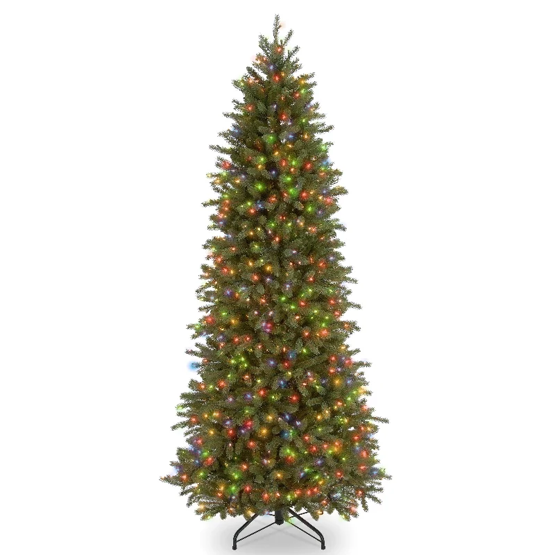 7.5 ft. Pre-Lit Jersey Fraser Fir Pencil Slim Tree with Multicolor Lights