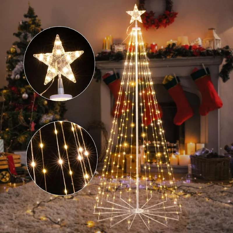 7ft Tree Light Outdoor w/ Star - Warm White