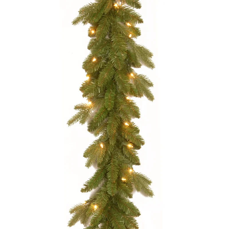 9 ft. Pre-Lit Avalon Spruce Garland with Clear Lights