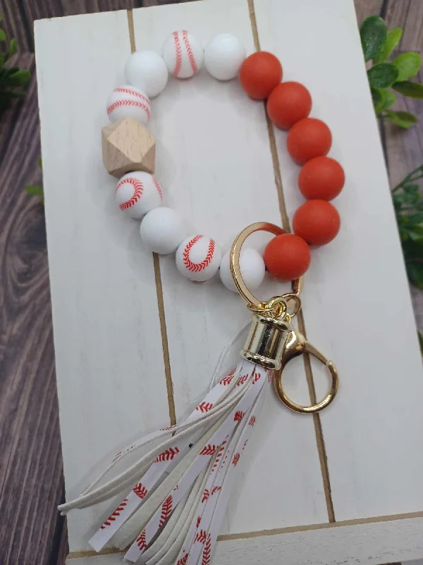 Baseball Beaded Keychain