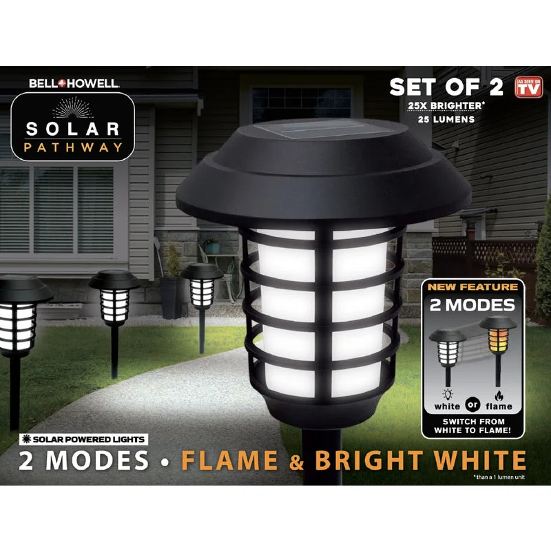 Bell + Howell Matte Black Solar Powered 90 watt LED Pathway Light 2 pk