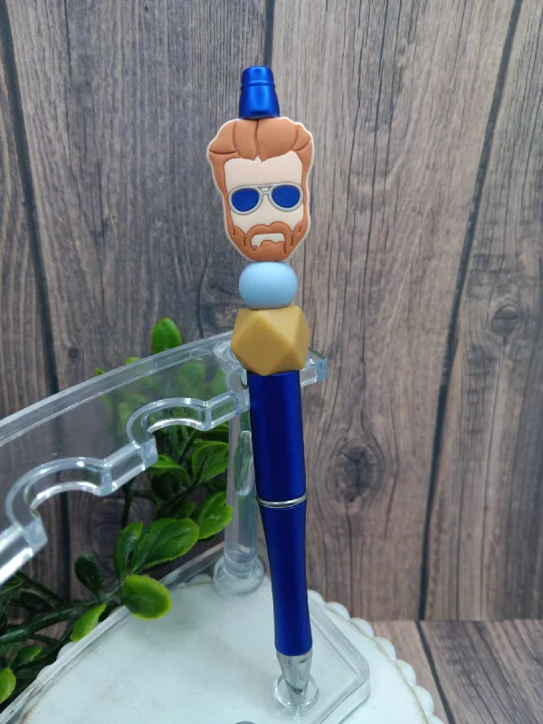 Blue Guy Beaded Ink Pen