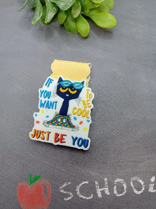 Blue Teacher Themed Magnetic Bookmark