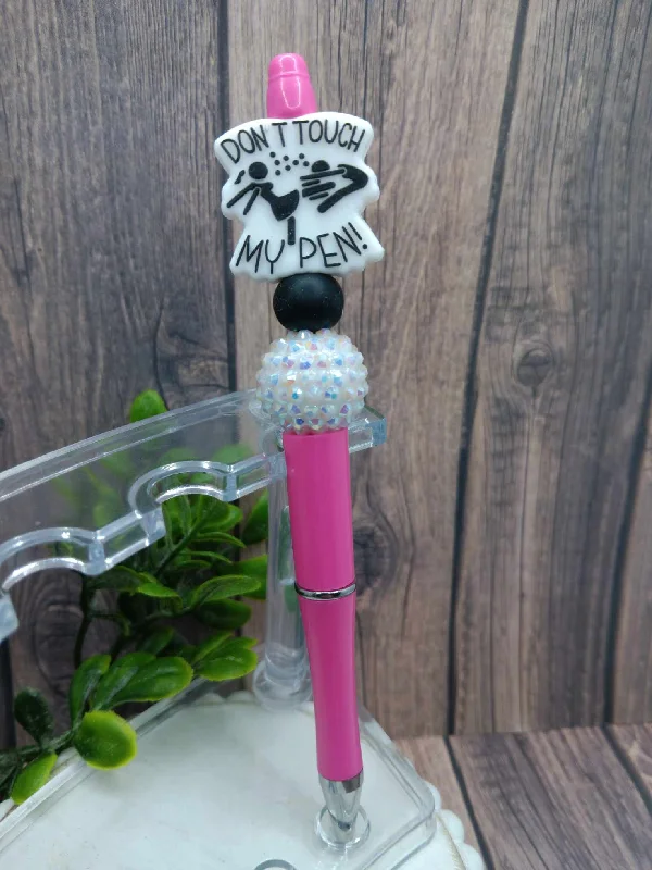 Don't Touch My Pen Beaded Ink Pen - Pink