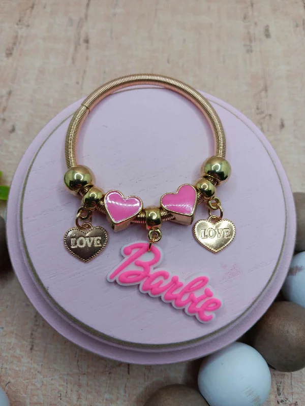 Gold Pink Doll Themed Bracelet