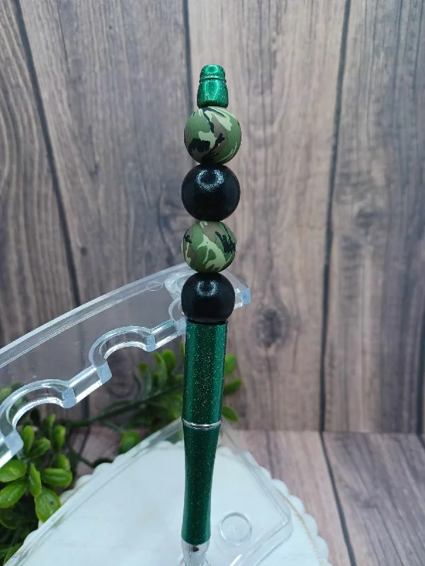 Green & Camo Beaded Ink Pen