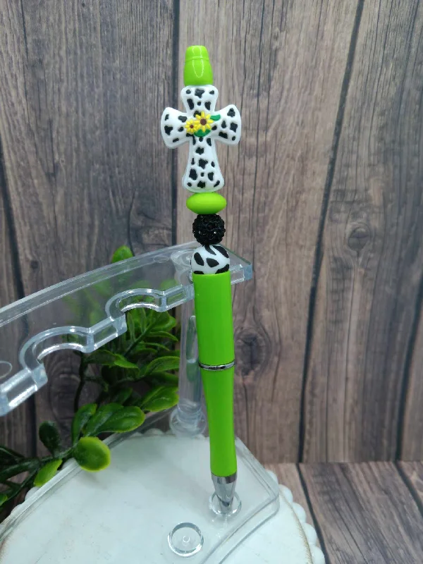 Green & Cow Print Cross Beaded Ink Pen