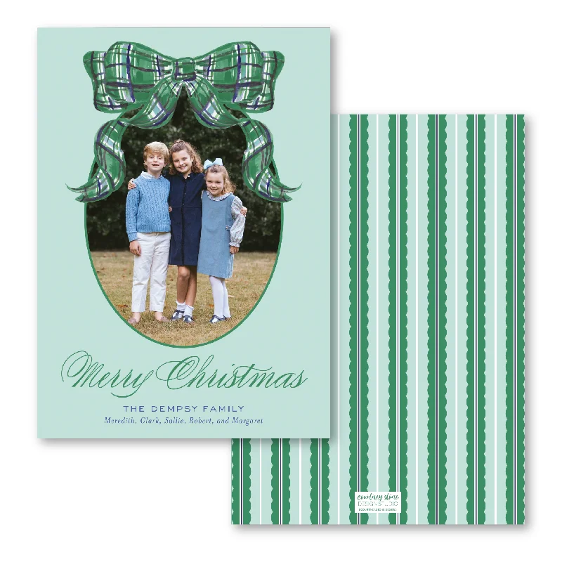 'Green Tartan Bow' Holiday Card