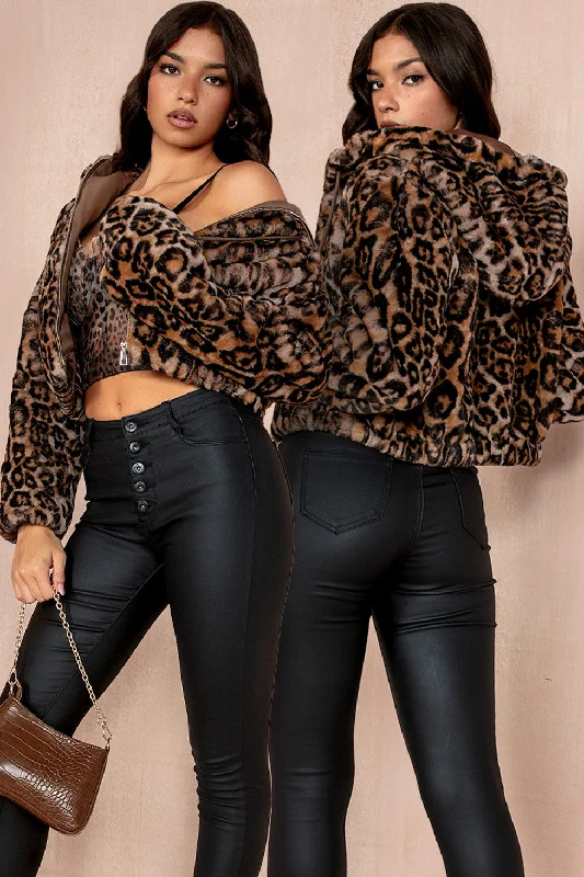 Haisley Leopard Print Zip Up Jacket