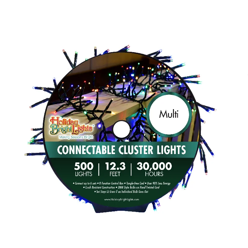 Holiday Bright Lights Twinkling Cluster Rice Connectable Light 12.3 ft.