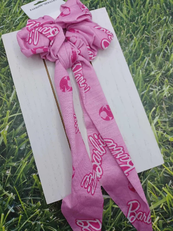 Hot Pink Doll Themed Hair Scrunch Scarf