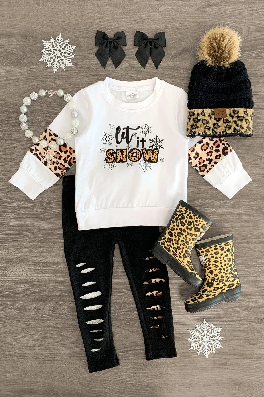 "Let It Snow" Distressed Legging Set