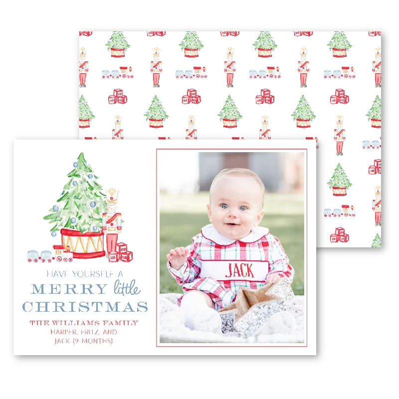 'Little Christmas' Toy Soldier Holiday Card | Horizontal - Blue