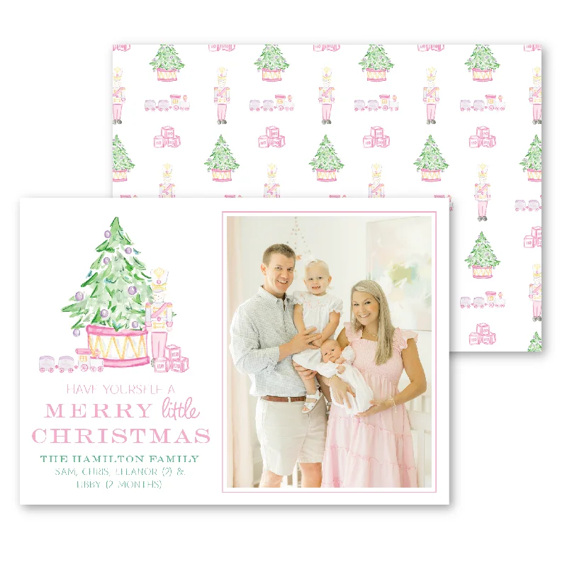 'Little Christmas' Toy Soldier Holiday Card | Horizontal - Pink