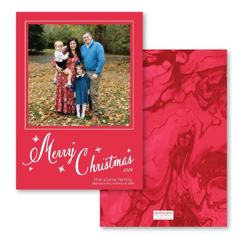 Marbled Paper Holiday Card - Red