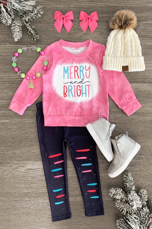 "Merry & Bright" Pink Legging Set