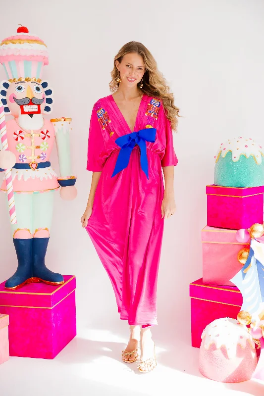 NUTCRACKER BOW PINK MAXI DRESS