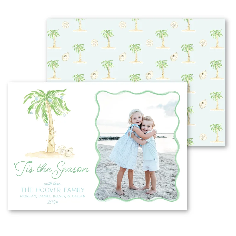 Palm Tree Holiday Card | Horizontal - Blue