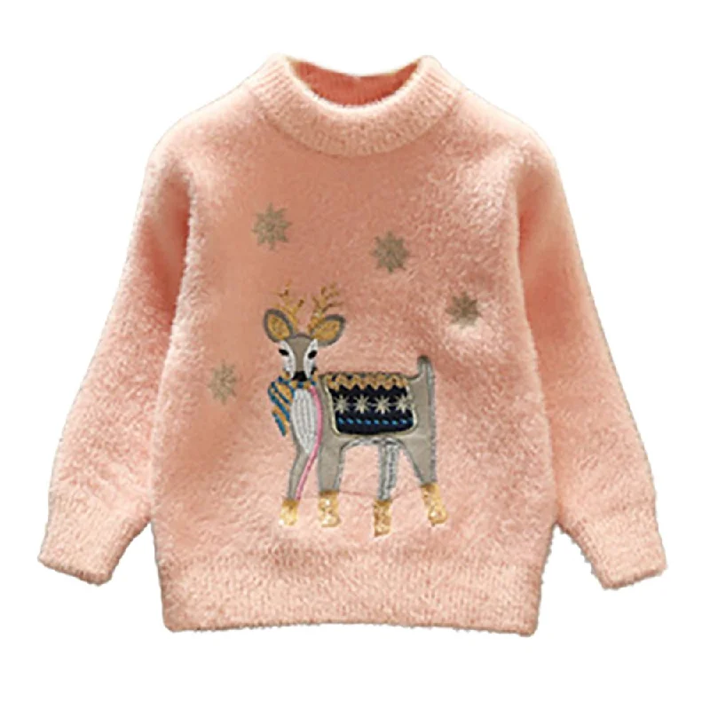 Pink Decked Reindeer Warmer Cardigan & Christmas Sweater for toddlers & Kids