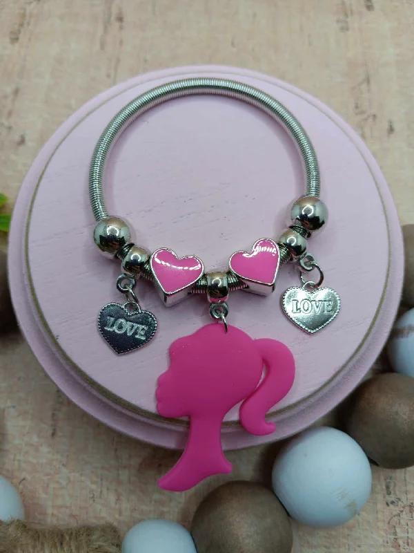 Pink Doll Bracelet - Silver