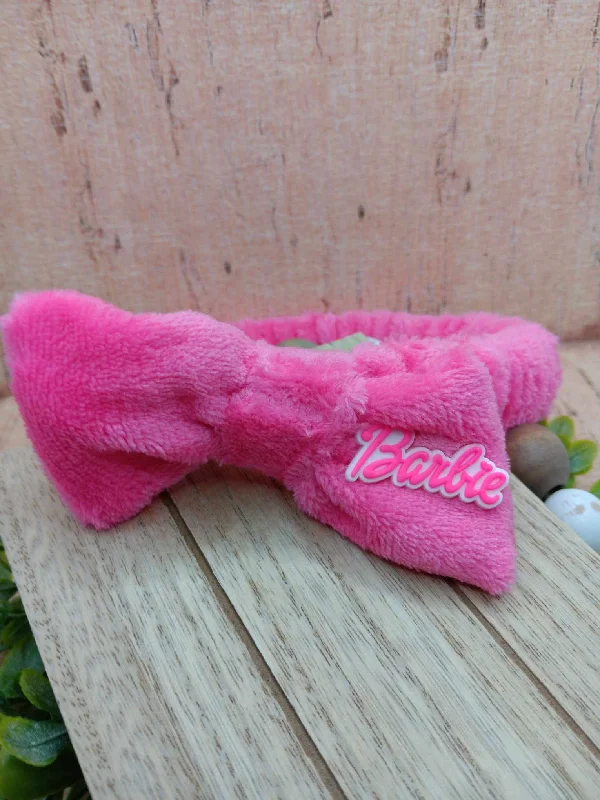 Pink Doll Themed Plush Spa Headband - Hot Pink