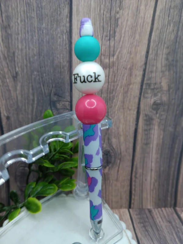 Pink, Purple, & Teal F*ck Beaded Ink Pen