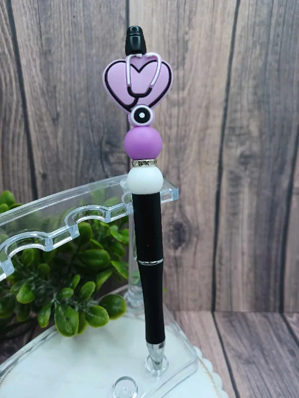 Purple Stethoscope Beaded Ink Pen