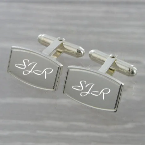 Rectangle Swivel Solid Silver Cufflinks 9186