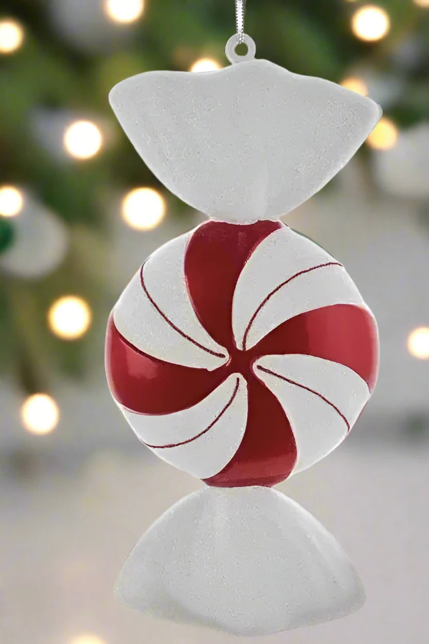 12" Red and White Peppermint Candy Ornament