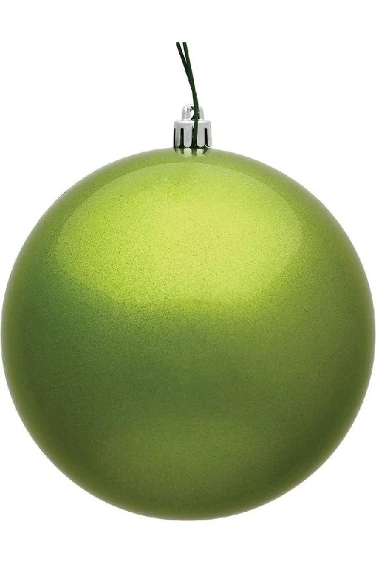 4" Candy Lime Green Ball Christmas Tree Ornament (6 pack)