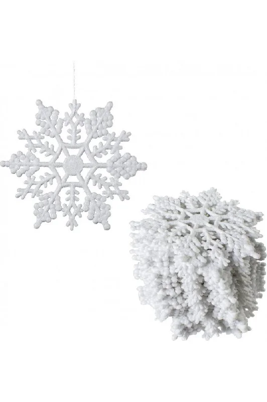 4" Glitter Snowflake Ornament: White (Box of 24)