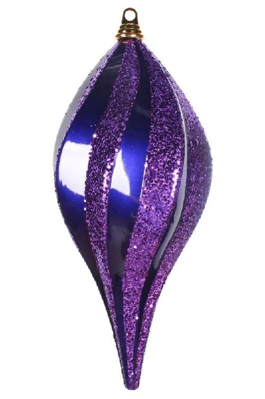 8" Candy Glitter Swirl Drop Ornament: Purple