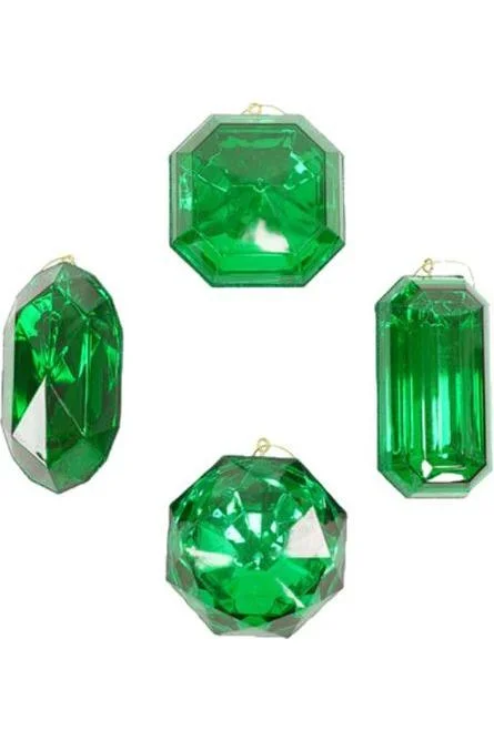 Acrylic Jewel Assortment Ornament: Lime Green (Set 4)