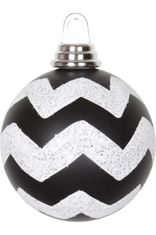 Black-White Chevron Christmas Ornaments (Set of 4)