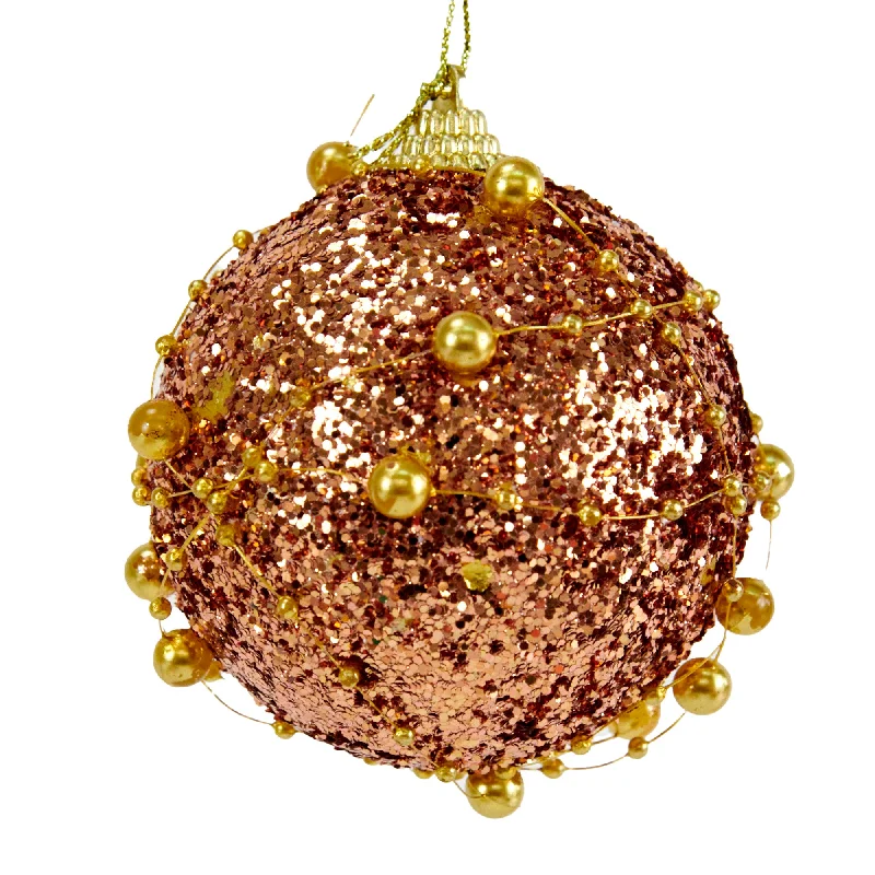 Christmas Bauble Beads Accent, Rose Gold- 8cm