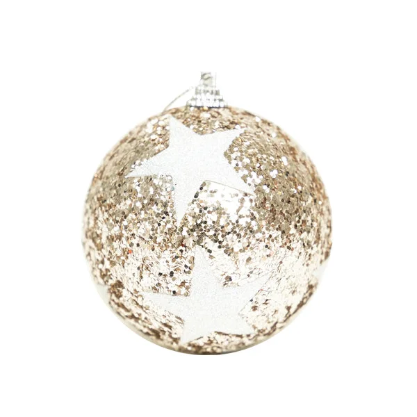 Christmas Bauble Hanging Decor, Star Champagne - 8cm