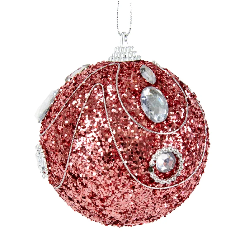 Christmas Bauble Hanging Decor, Pink - 8cm