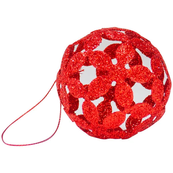 Christmas Wire Ball Ornament, Flower Design- 7cm