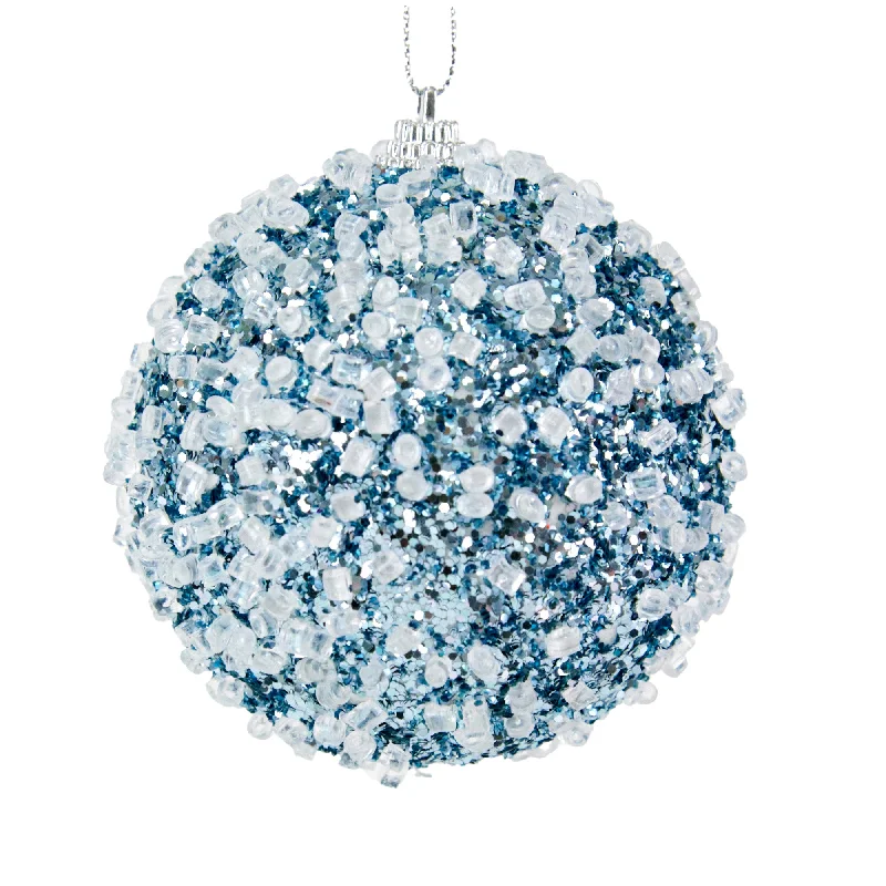 Christmas Bauble Beads Accent, Blue Grey/White- 8cm