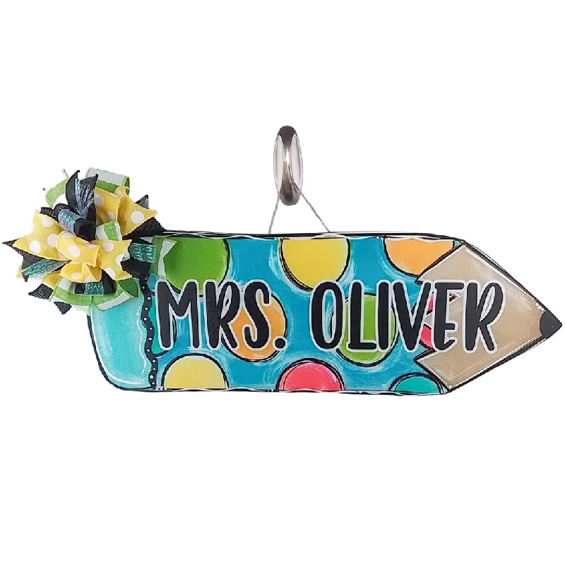 Colorful Birch Wood Door Hanger, Personalized Teacher Gift, Fun Event Decoration