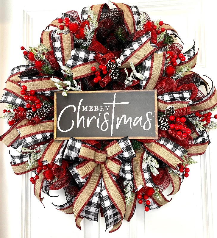 Farmhouse Buffalo Plaid Christmas Wreath