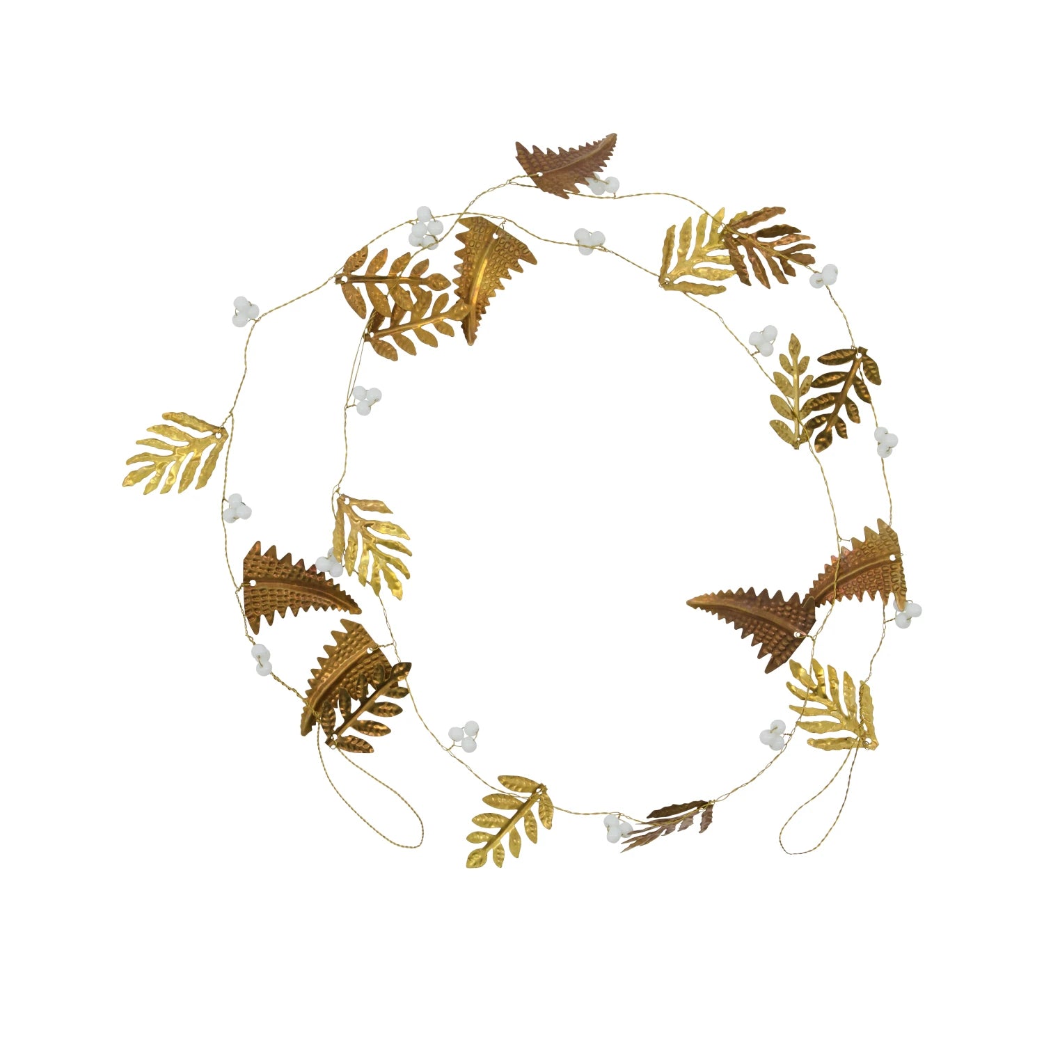 House Doctor Leaf Garland in Golden & White (150cm)