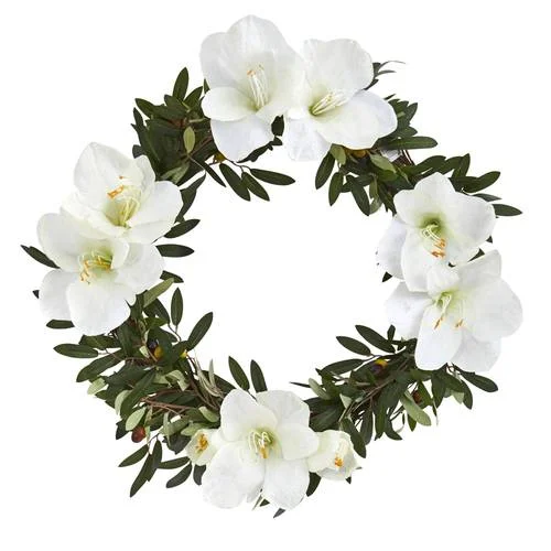 21" Olive with Amaryllis Artificial Wreath