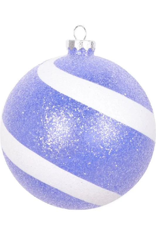 Purple and White Sugar Glitter Ball Ornaments (Set of 3)