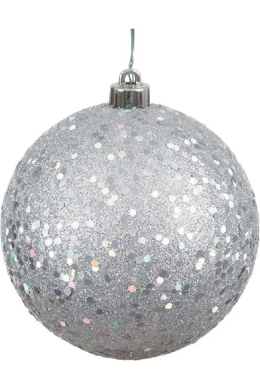 Silver Sequin Ball Christmas Ornament (6 pack)