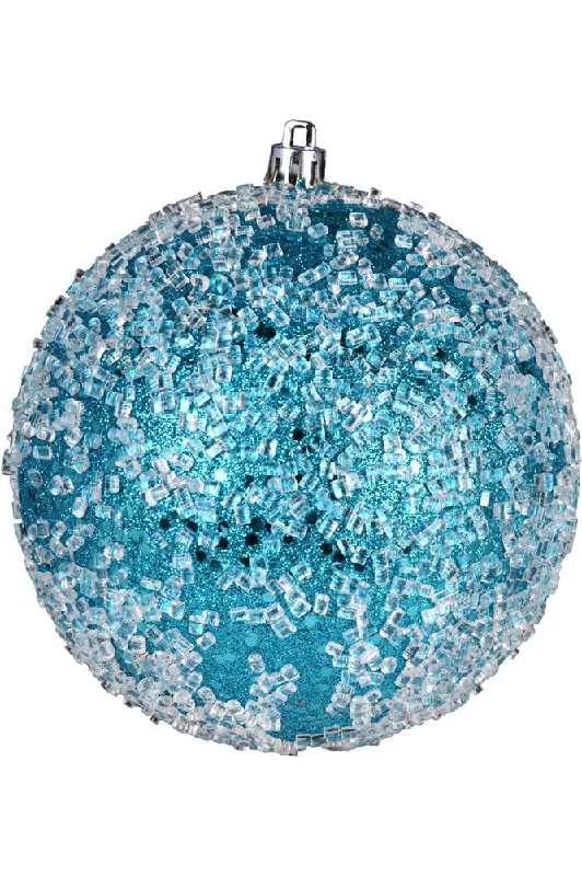 Turquoise Glitter Hail Ball Ornaments (Set of 6)